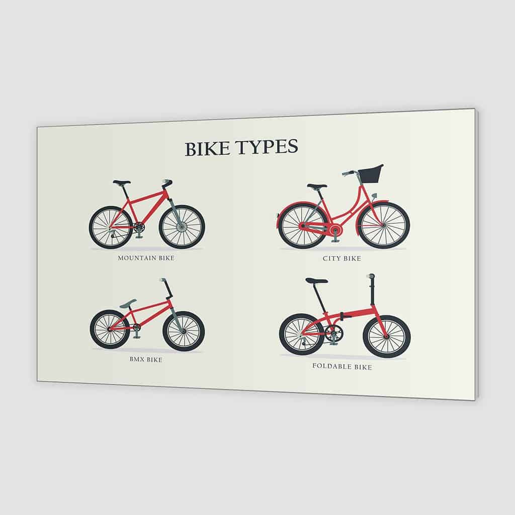 Illustratie met vier verschillende soorten fietsen