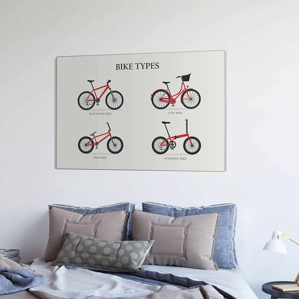 Illustratie met vier verschillende soorten fietsen