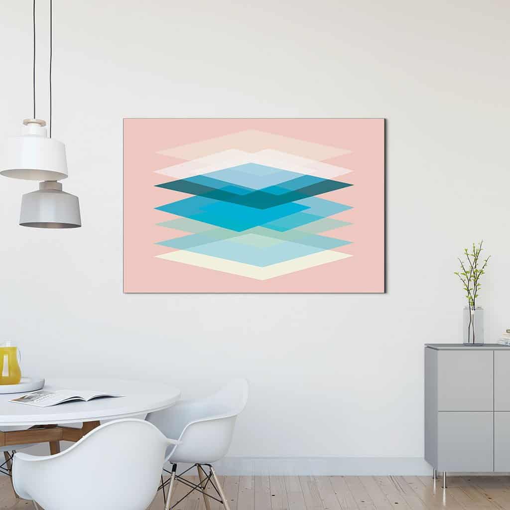Abstract Geometric Overlay Blue Rectangles
