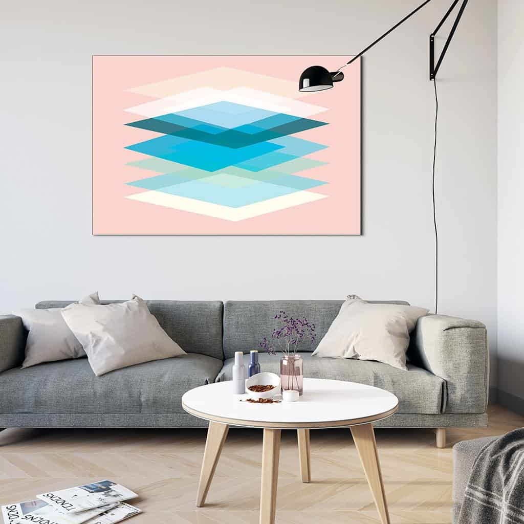 Abstract Geometric Overlay Blue Rectangles
