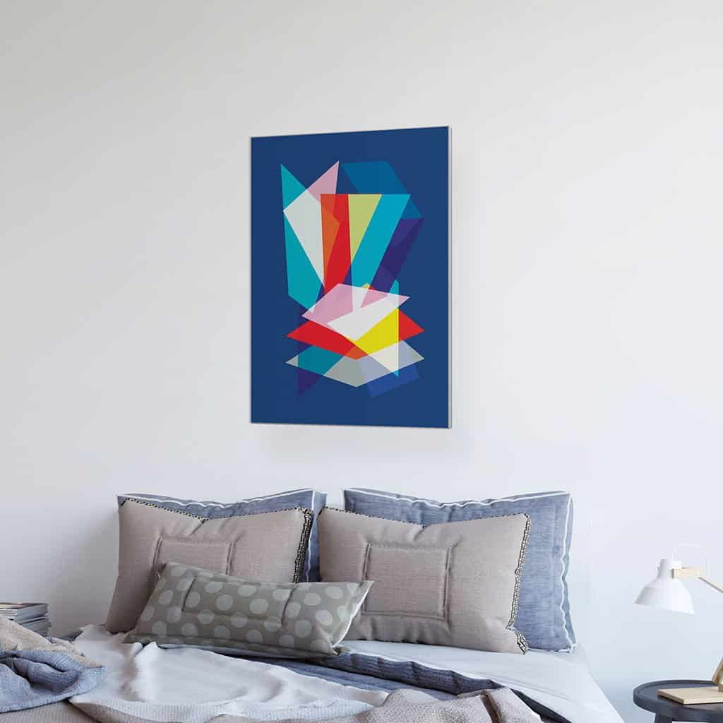 Abstract Geometric Overlay Rectangles on Blue