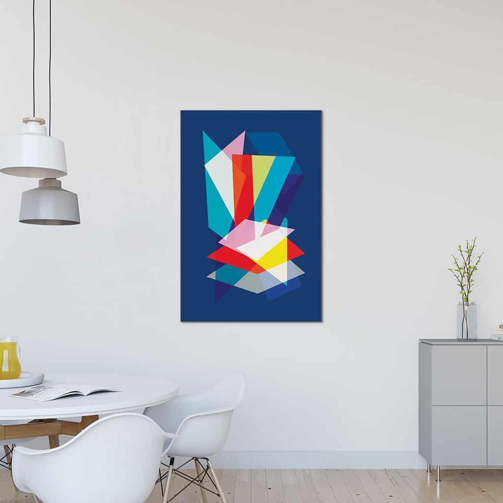 Abstract Geometric Overlay Rectangles on Blue