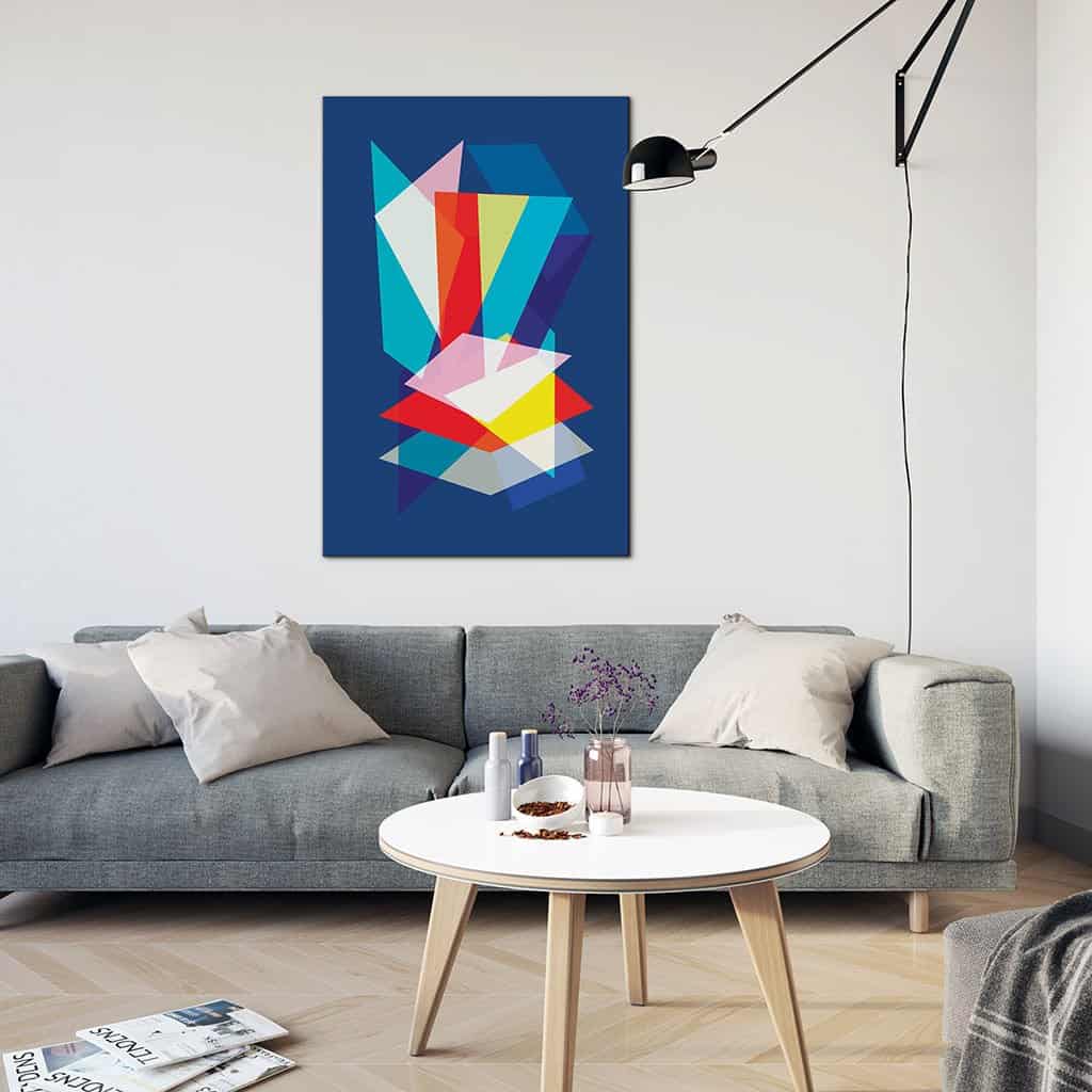 Abstract Geometric Overlay Rectangles on Blue