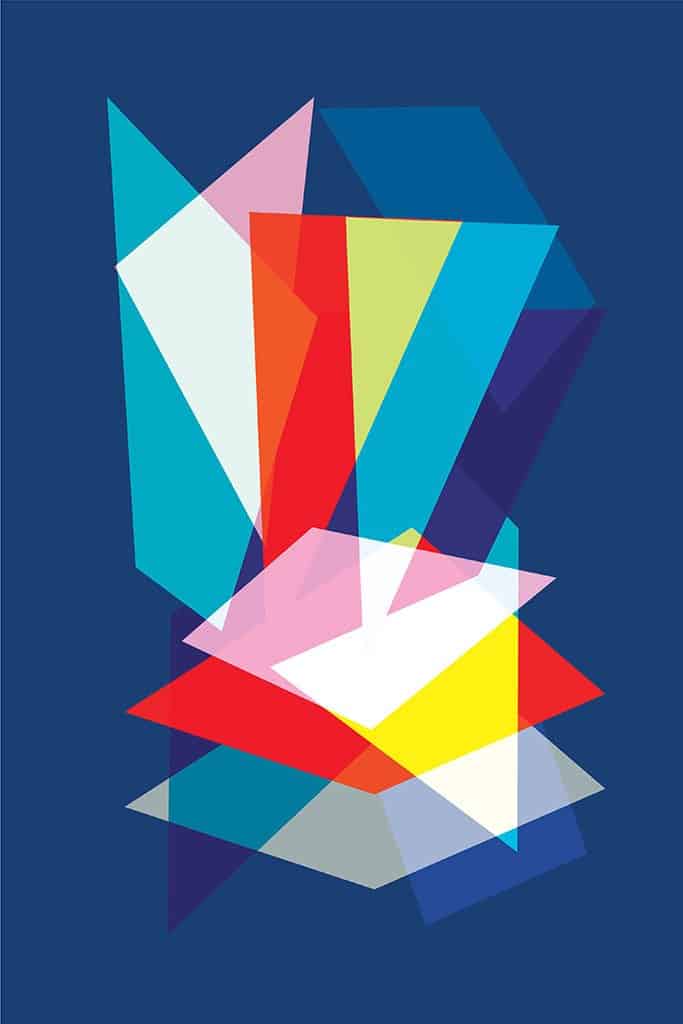 Abstract Geometric Overlay Rectangles on Blue