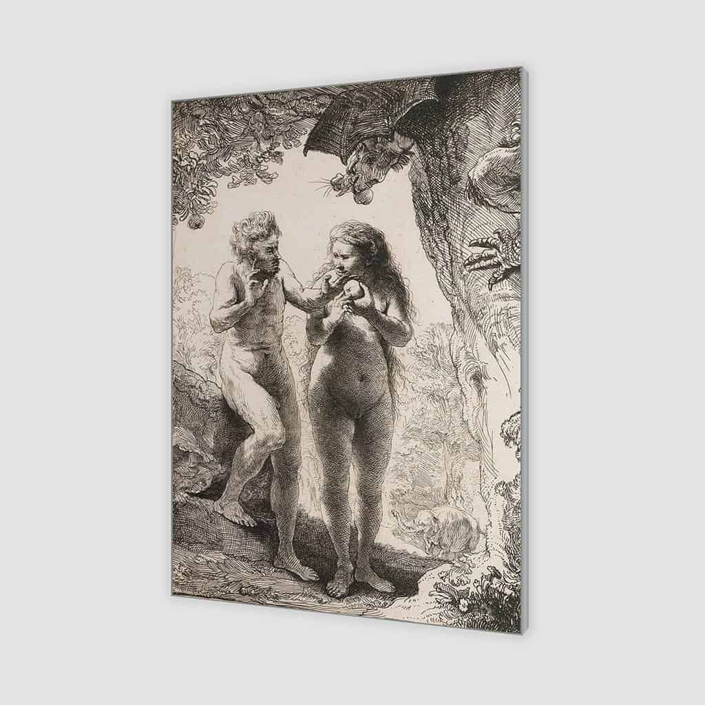 Zwart wit tekening van Adam en Eva - Rembrandt