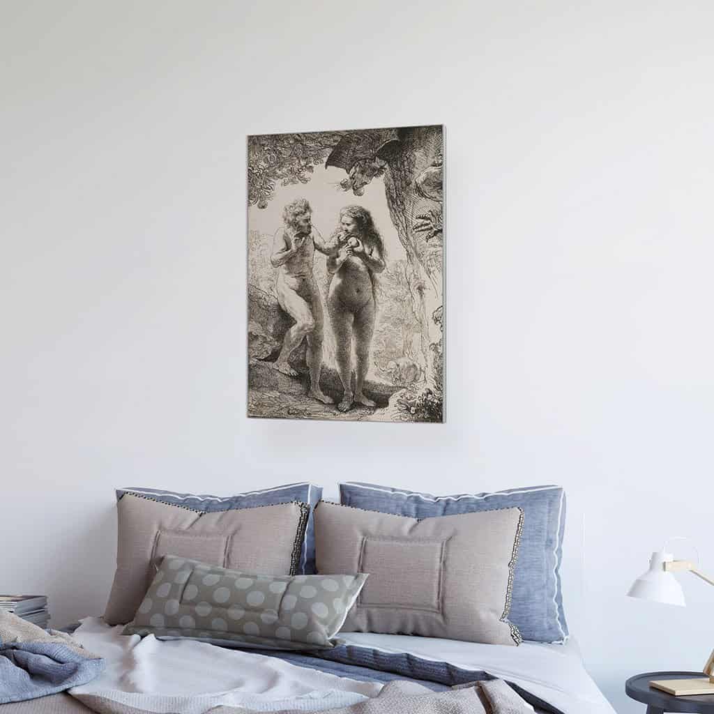 Zwart wit tekening van Adam en Eva - Rembrandt