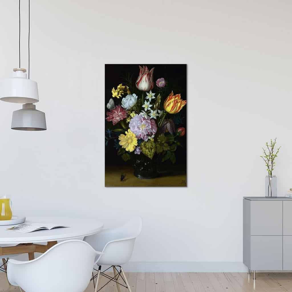 Bloemen in een glazen vaas 2 - Ambrosius Bosschaert de Oude