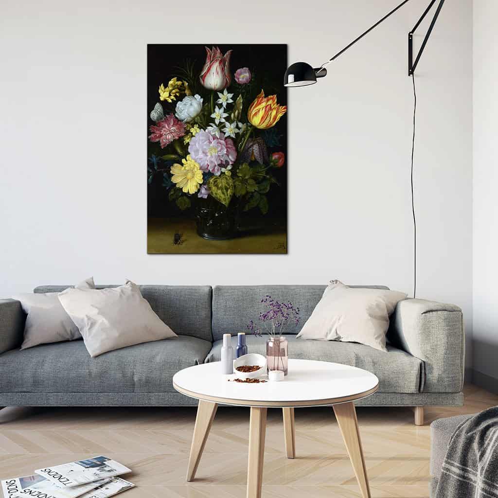 Bloemen in een glazen vaas 2 - Ambrosius Bosschaert de Oude