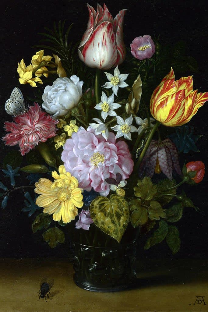 Bloemen in een glazen vaas 2 - Ambrosius Bosschaert de Oude