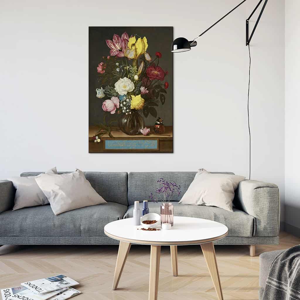 Bloemen in een glazen vaas - Ambrosius Bosschaert de Oude