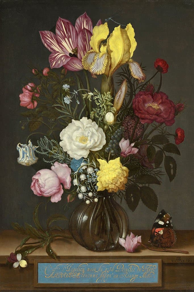 Bloemen in een glazen vaas - Ambrosius Bosschaert de Oude