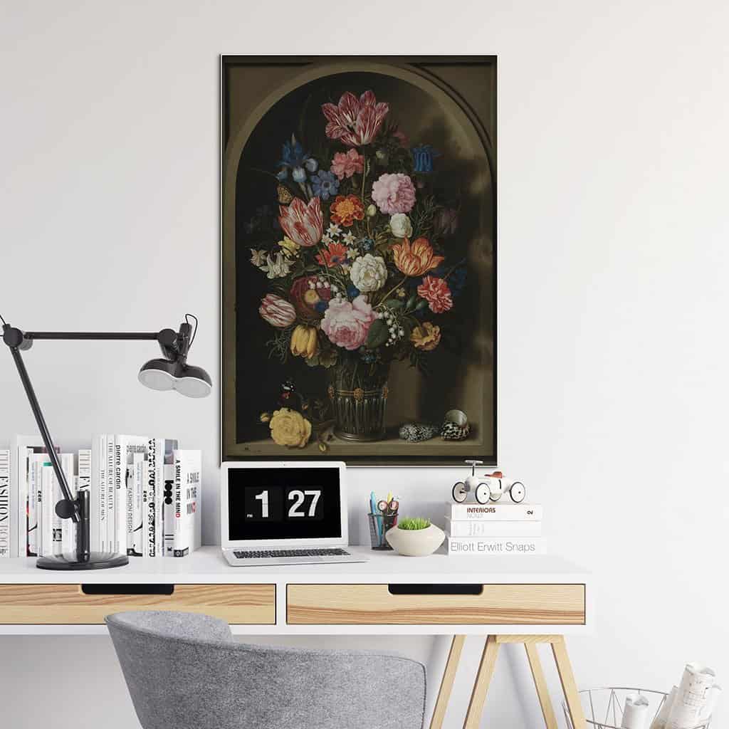 Boeket van bloemen in een stenen nis - Ambrosius Bosschaert de Oude