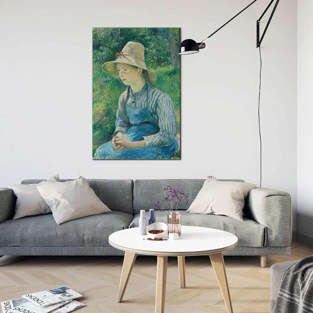 Boeren Meisje met een strooien hoed - Camille Pissarro