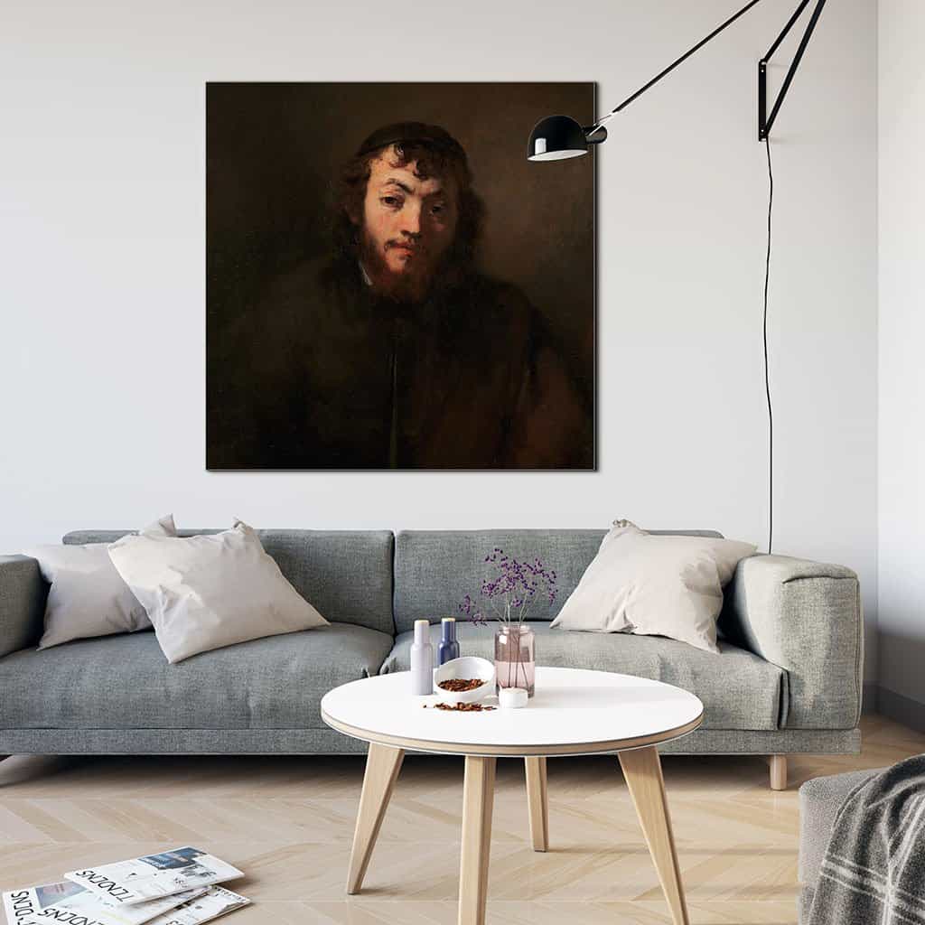 Borstbeeld van een jongeman met baard en schedeldop (Rembrandt)
