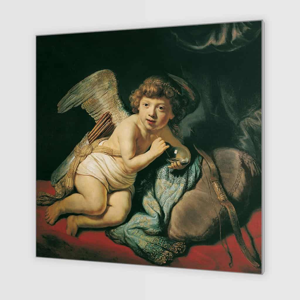Cupido die een zeepbel blaast (Rembrandt)