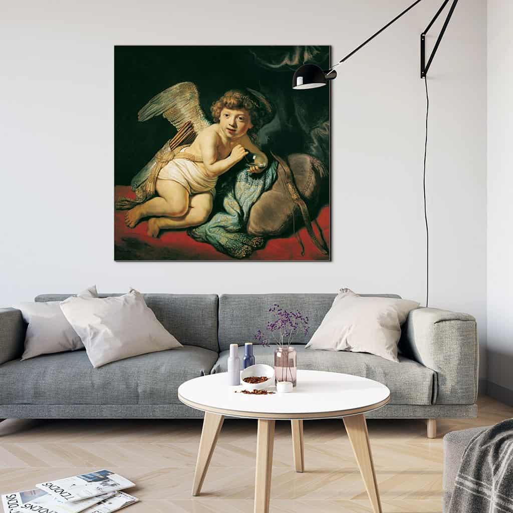 Cupido die een zeepbel blaast (Rembrandt)