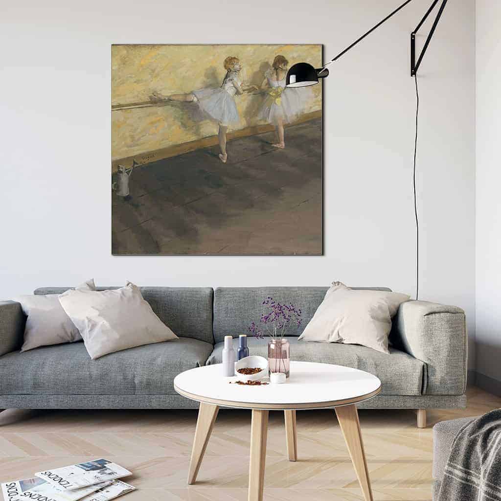 Dansers die bij de Staaf - Edgar Degas