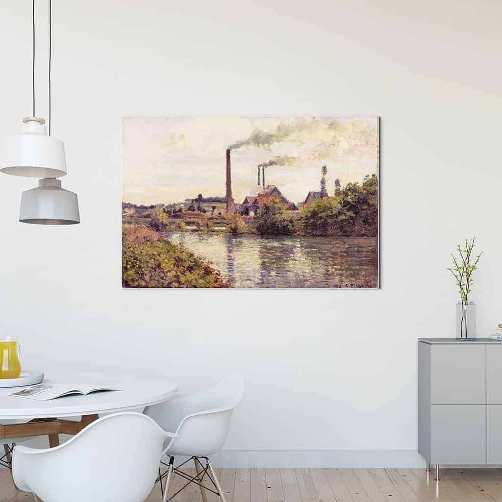 De fabriek in Pontoise - Camille Pissarro