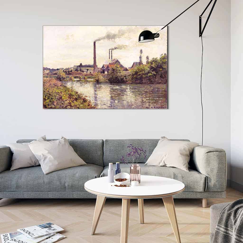 De fabriek in Pontoise - Camille Pissarro