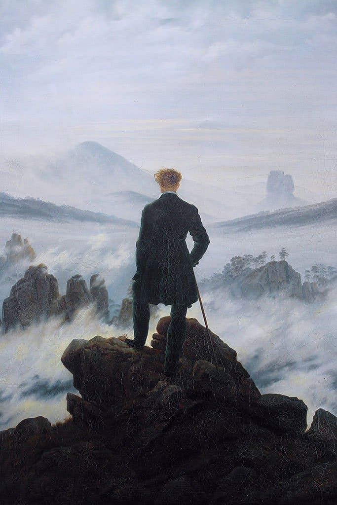 De wandelaar boven de nevelen - Caspar David Friedrich