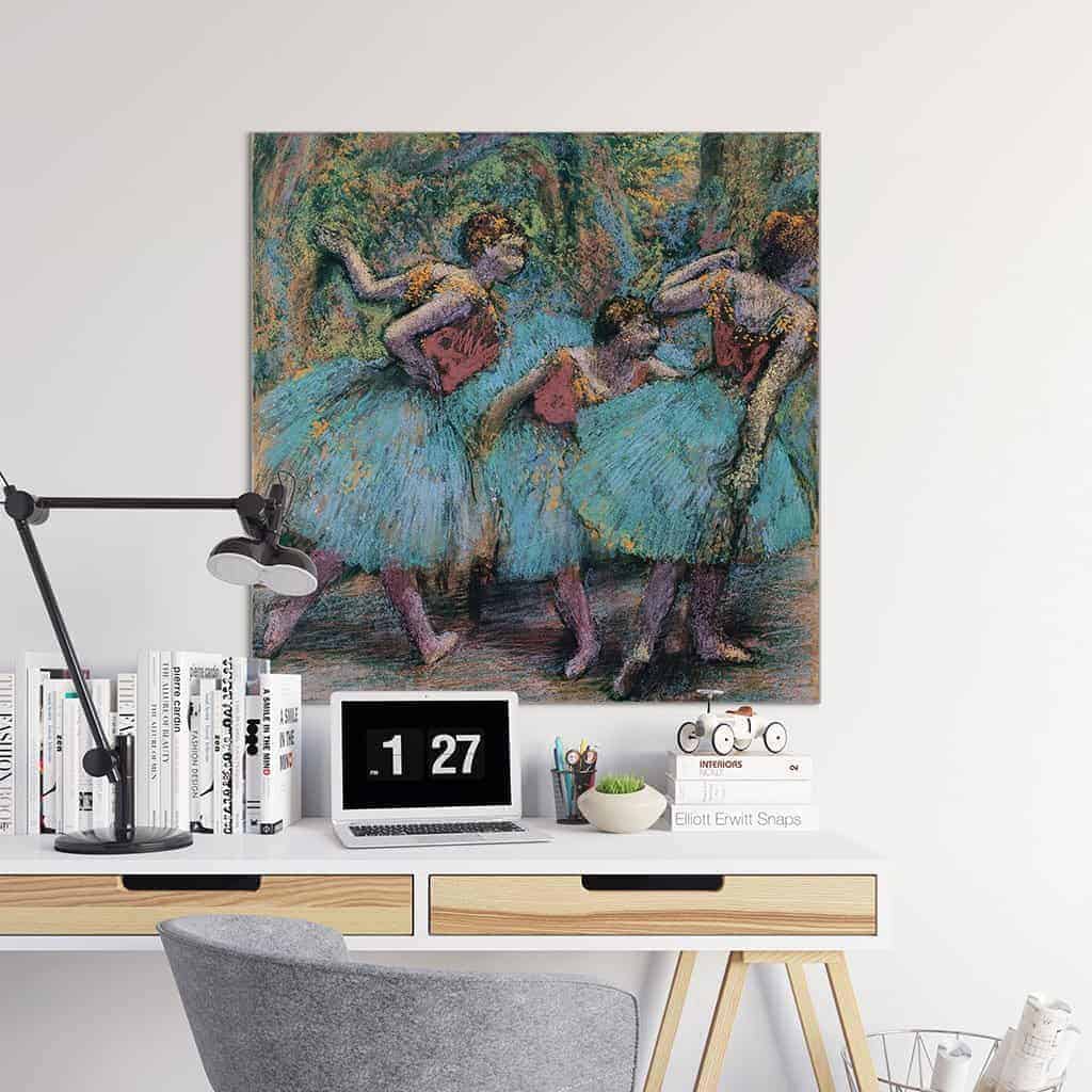 Drie Dansers Blauwe Tutus Rode Bodden - Edgar Degas