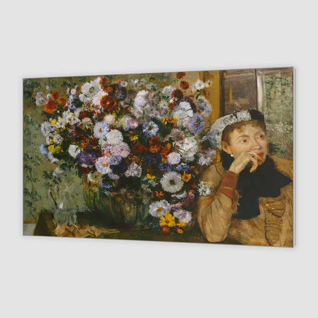 Een Vrouw Zittend naast een Vaas met bloemen Madame Paul Valpincon - Edgar Degas