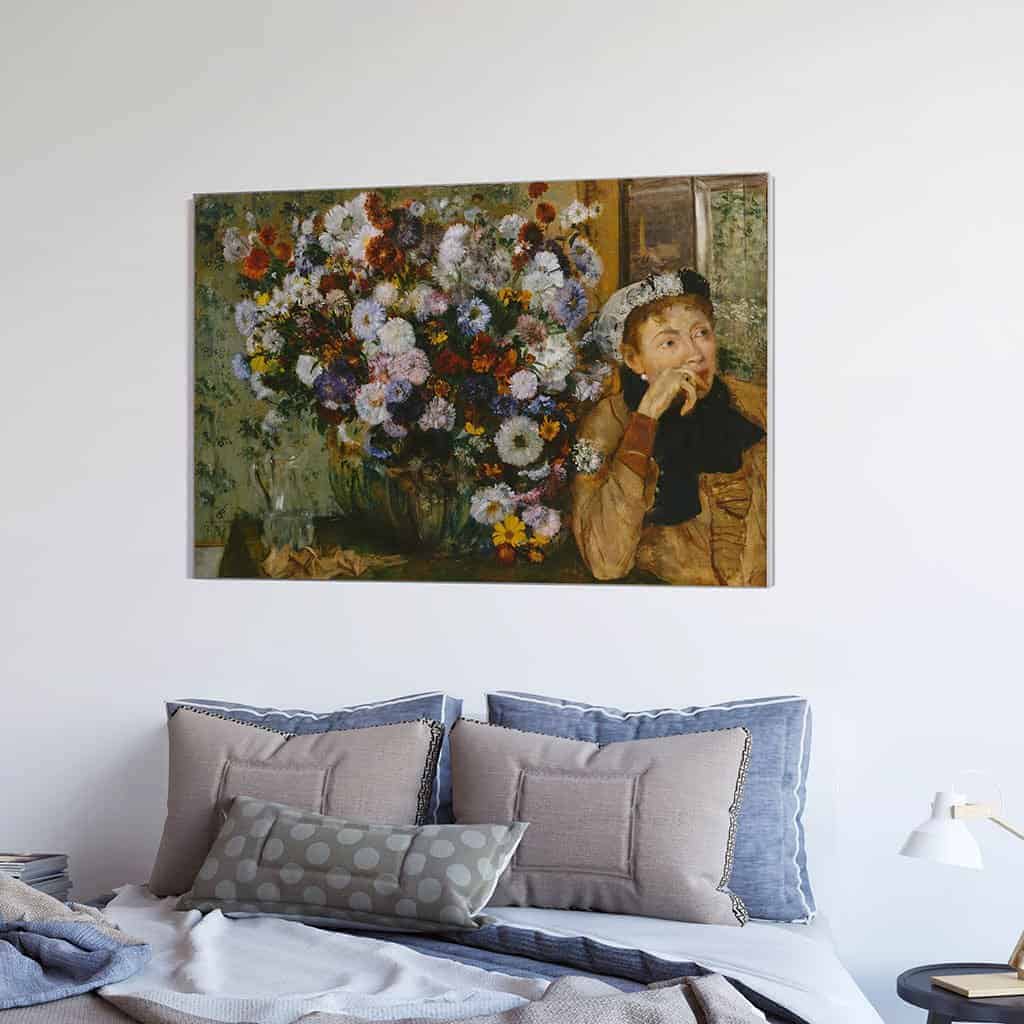Een Vrouw Zittend naast een Vaas met bloemen Madame Paul Valpincon - Edgar Degas