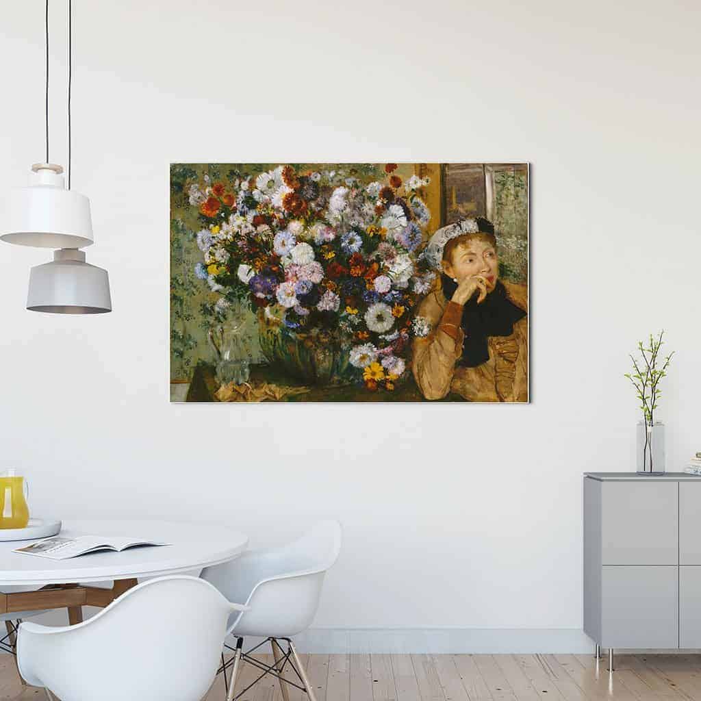 Een Vrouw Zittend naast een Vaas met bloemen Madame Paul Valpincon - Edgar Degas