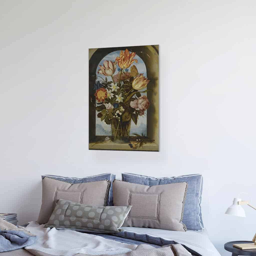 Een stilleven van tulpen mosrozen lelietjes van het dal en andere bloemen - Ambrosius Bosschaert de Oude