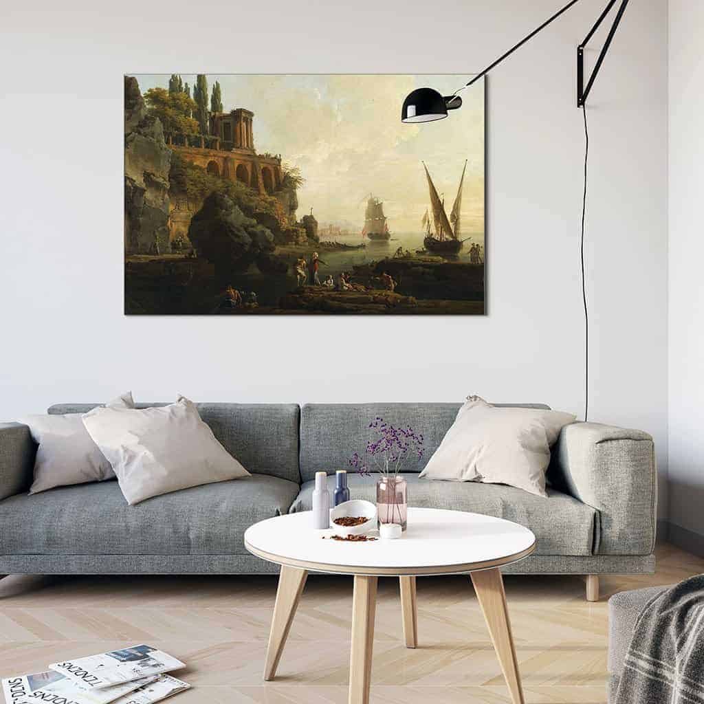 Fantasie landschap Italiaanse havenscene - Claude Joseph Vernet