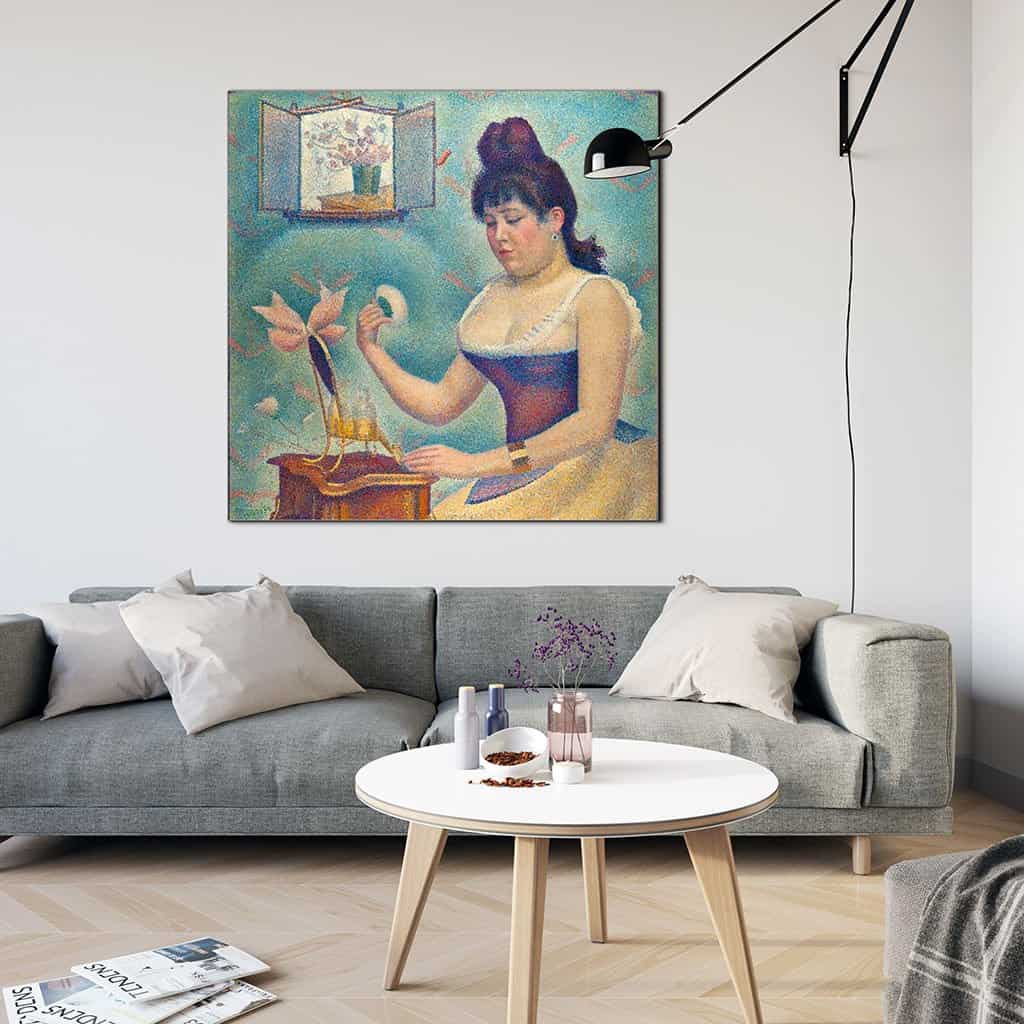Jonge vrouw die zichzelf poedert (Georges Seurat)