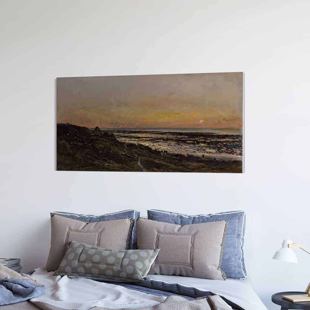Het strand van Villerville bij zonsondergang - Charles François Daubigny