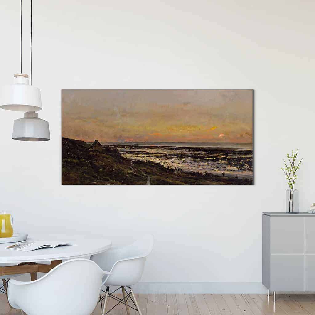 Het strand van Villerville bij zonsondergang - Charles François Daubigny