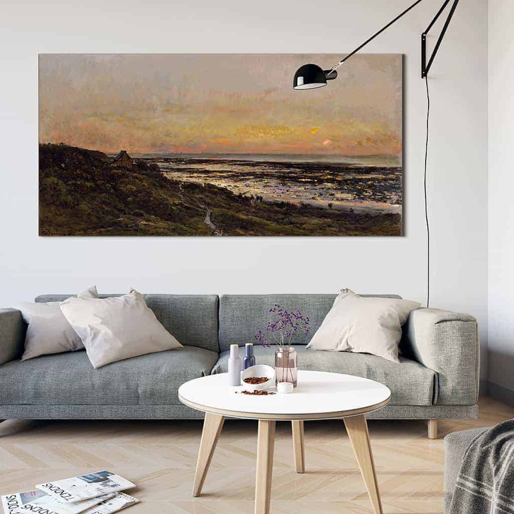 Het strand van Villerville bij zonsondergang - Charles François Daubigny