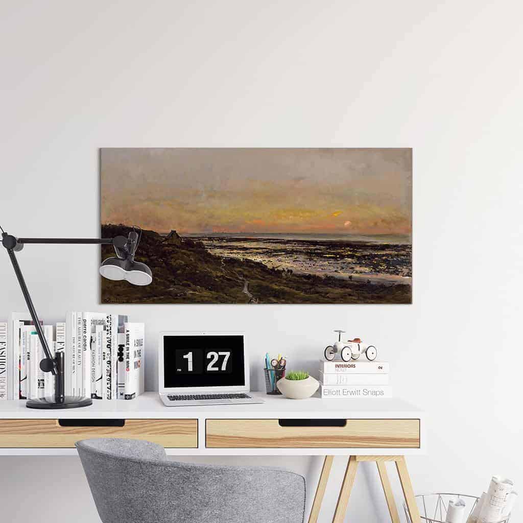 Het strand van Villerville bij zonsondergang - Charles François Daubigny