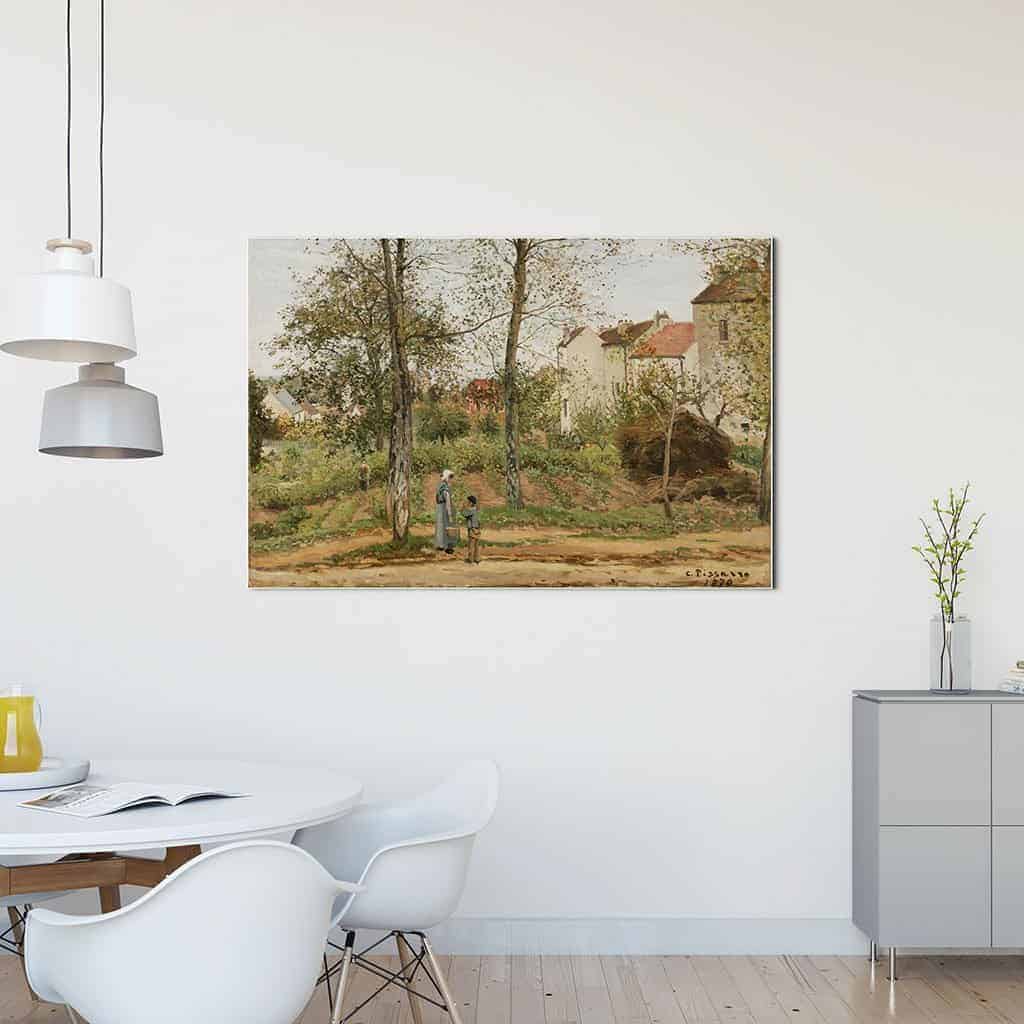 Huizen in Bougival Herfst - Camille Pissarro