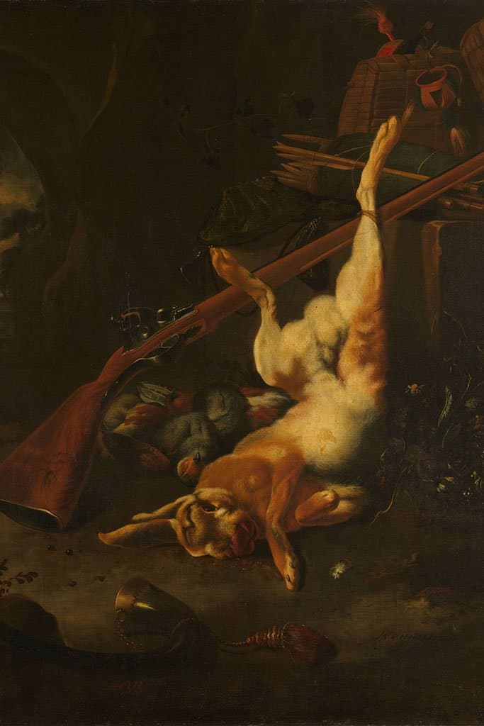 Jachtbuit met dode haas (Melchior d'Hondecoeter)