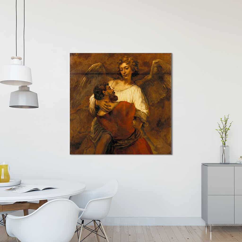 Jacob worstelend met de engel - Rembrandt