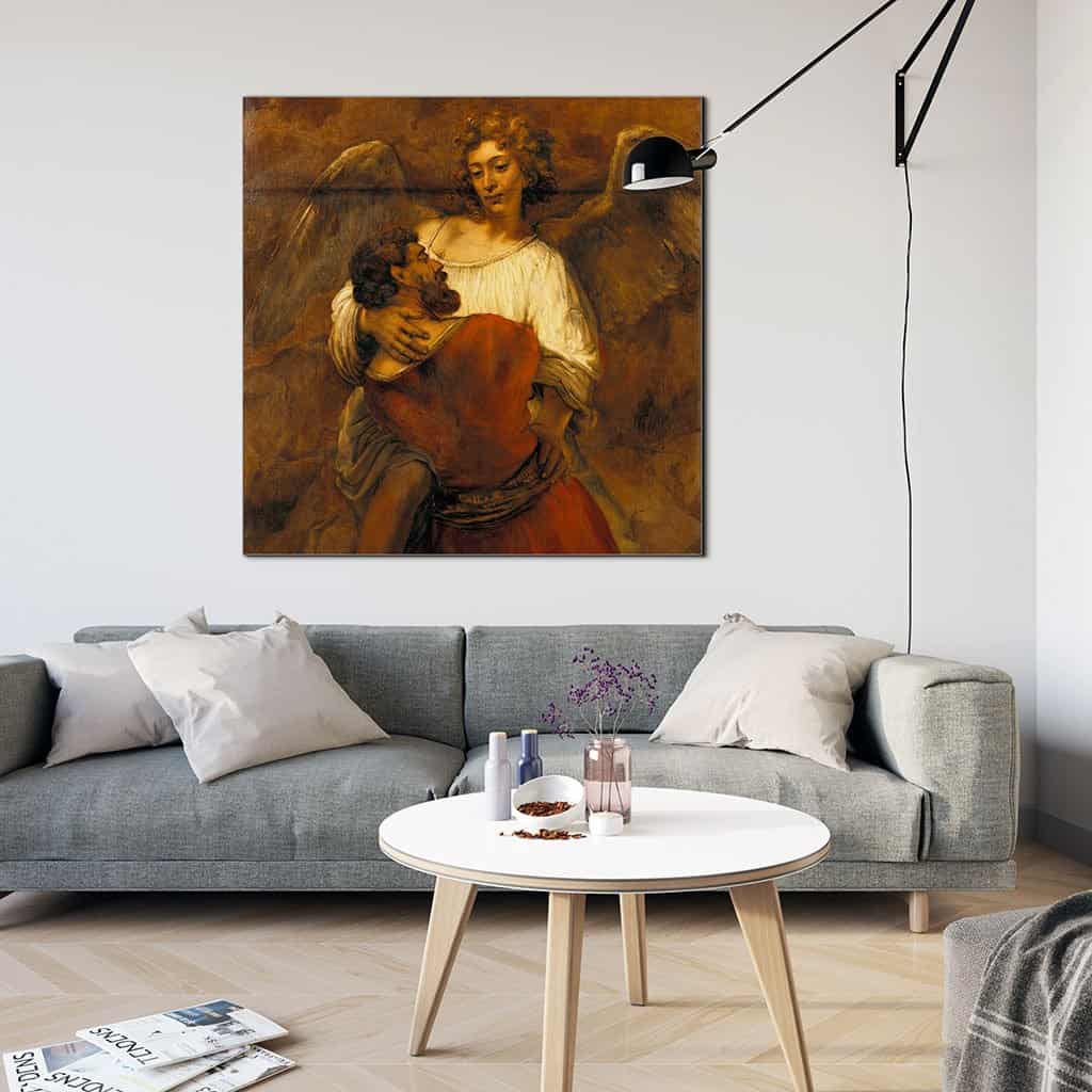 Jacob worstelend met de engel - Rembrandt