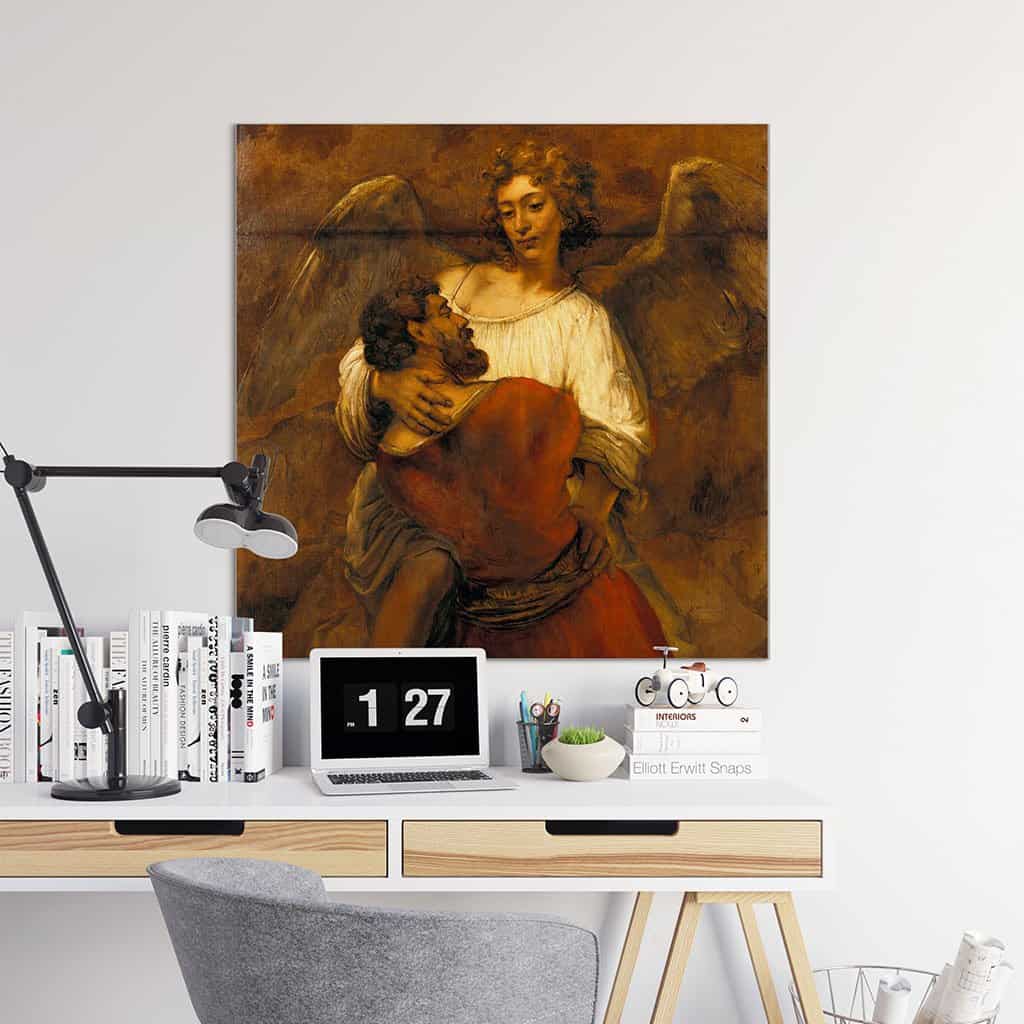 Jacob worstelend met de engel - Rembrandt