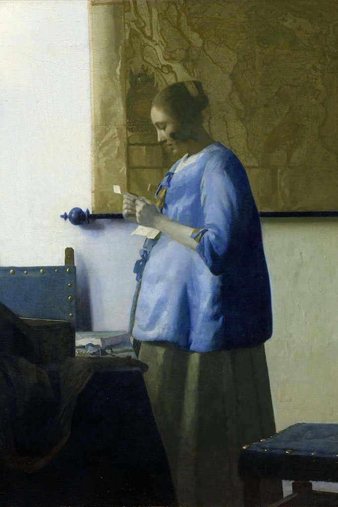Vrouw in het blauw die een brief leest (Johannes Vermeer)