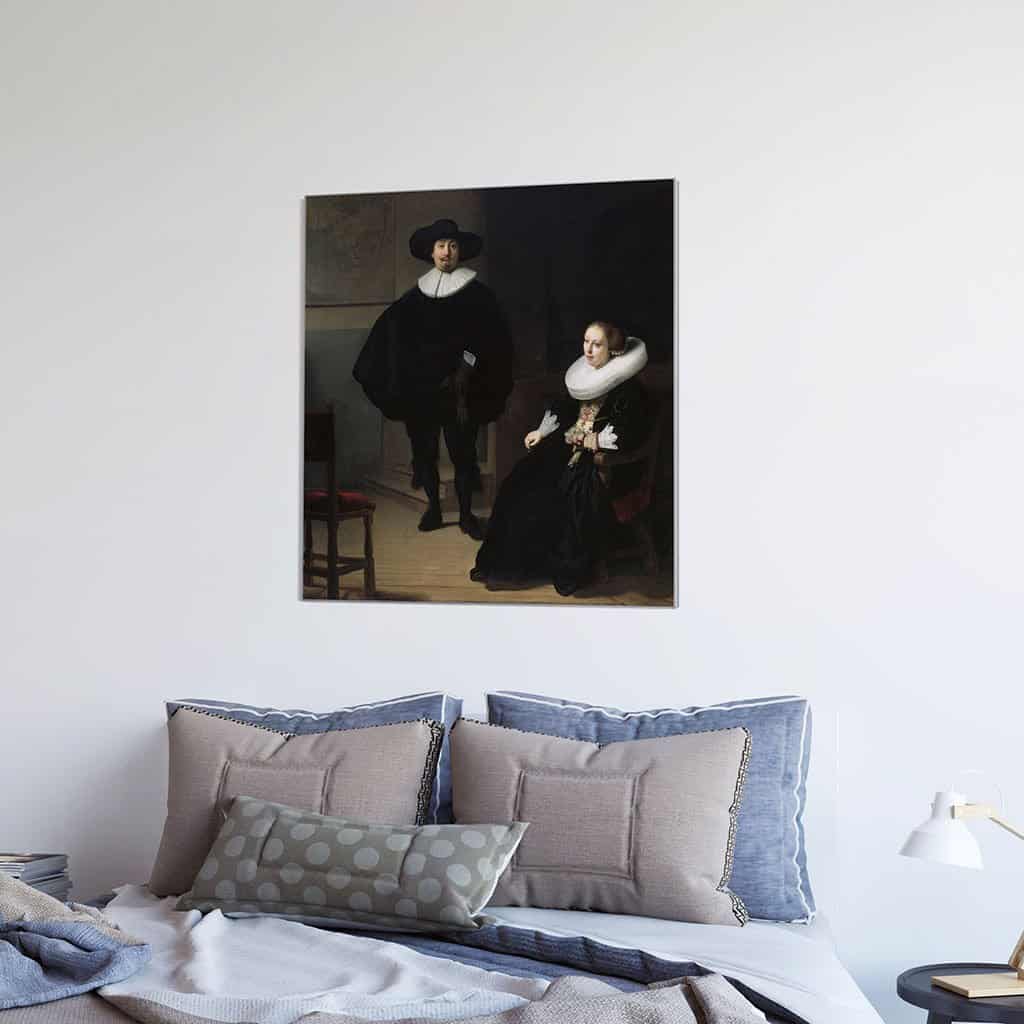 Een dame en heer in het zwart - Rembrandt