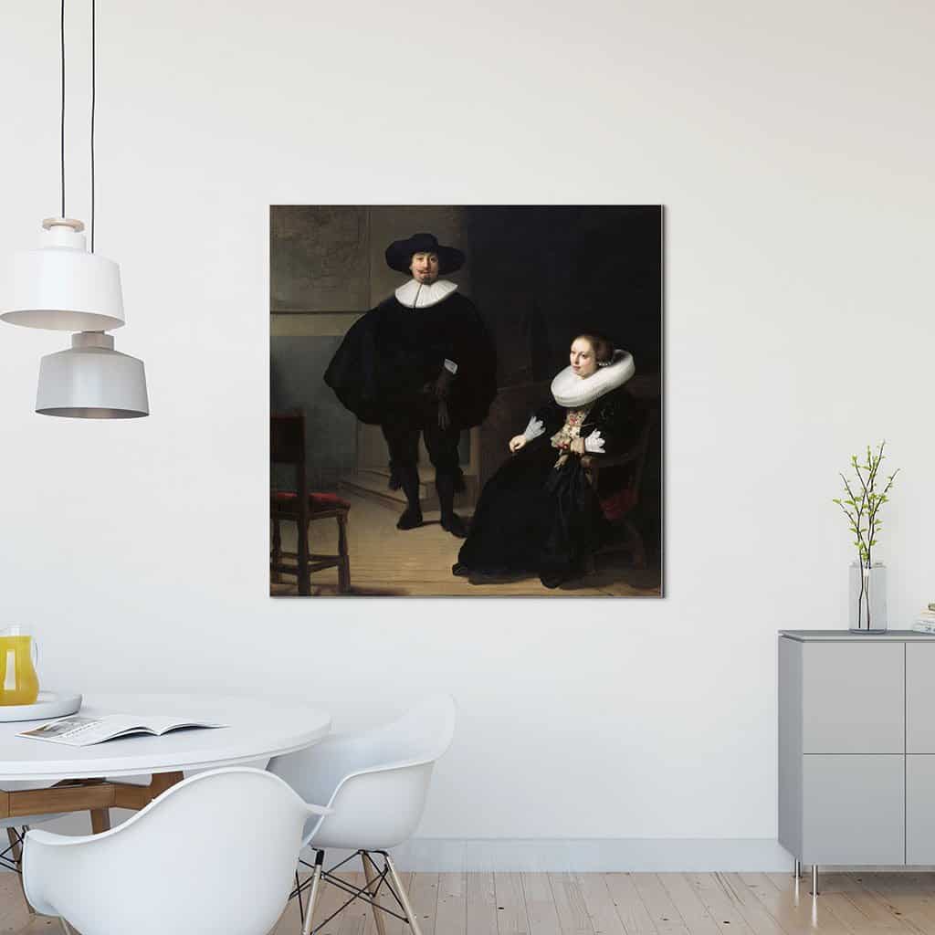 Een dame en heer in het zwart - Rembrandt