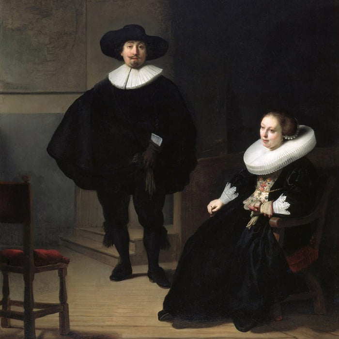 Een dame en heer in het zwart - Rembrandt