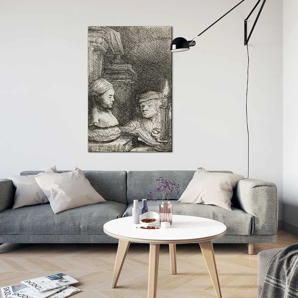 Tekenen van een gipsen beeld - Rembrandt