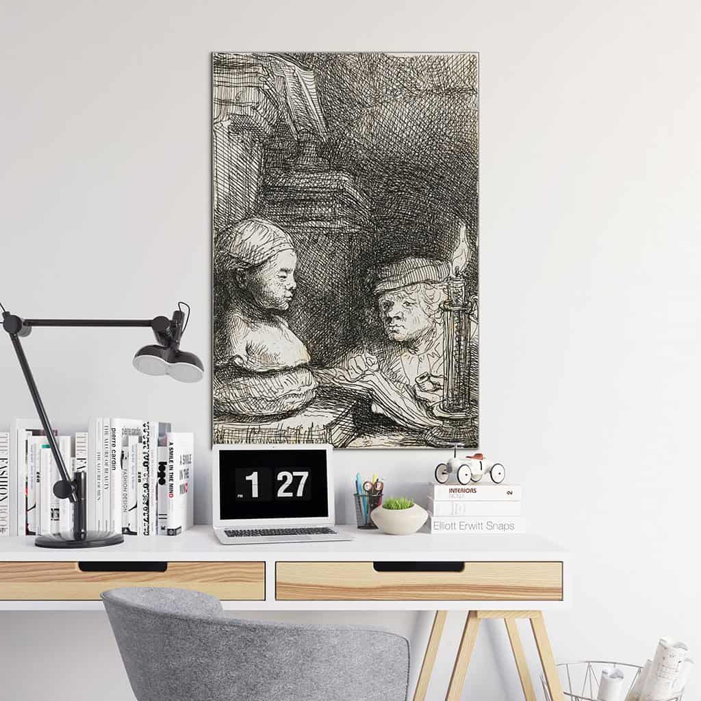 Tekenen van een gipsen beeld - Rembrandt