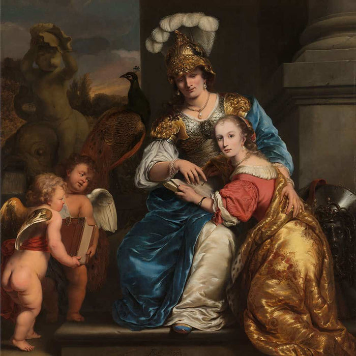 Margarita Trip als Minerva Instructie voor haar zuster Anna Maria Trip - Ferdinand Bol