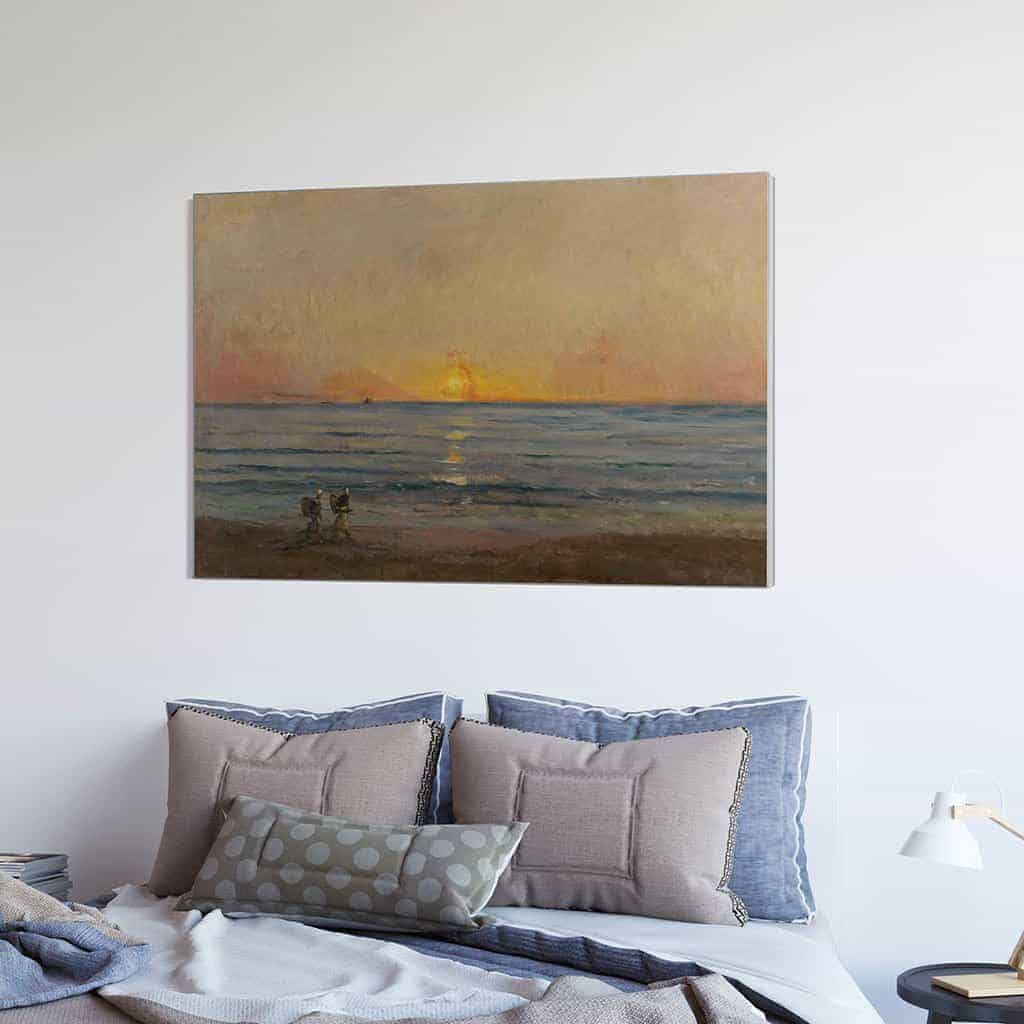 Ondergaande zon bij Villerville - Charles François Daubigny