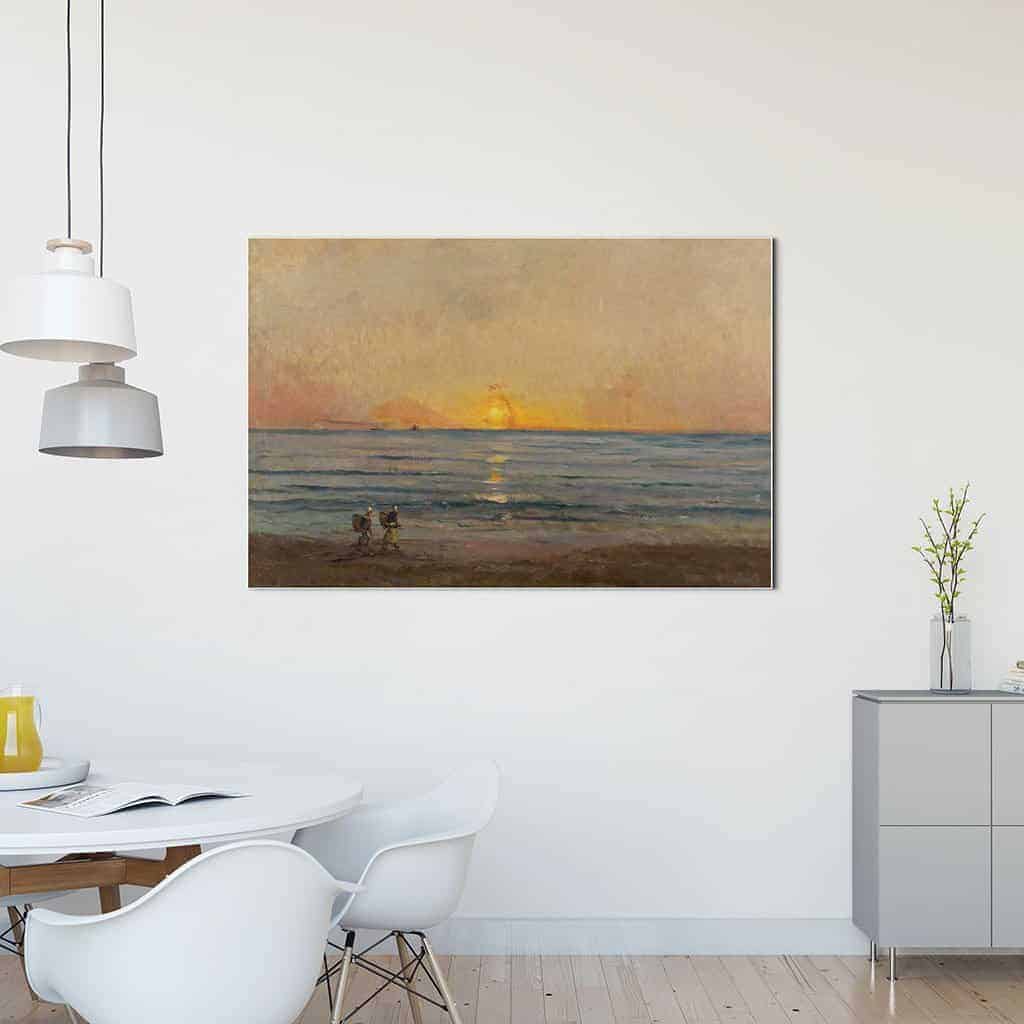 Ondergaande zon bij Villerville - Charles François Daubigny