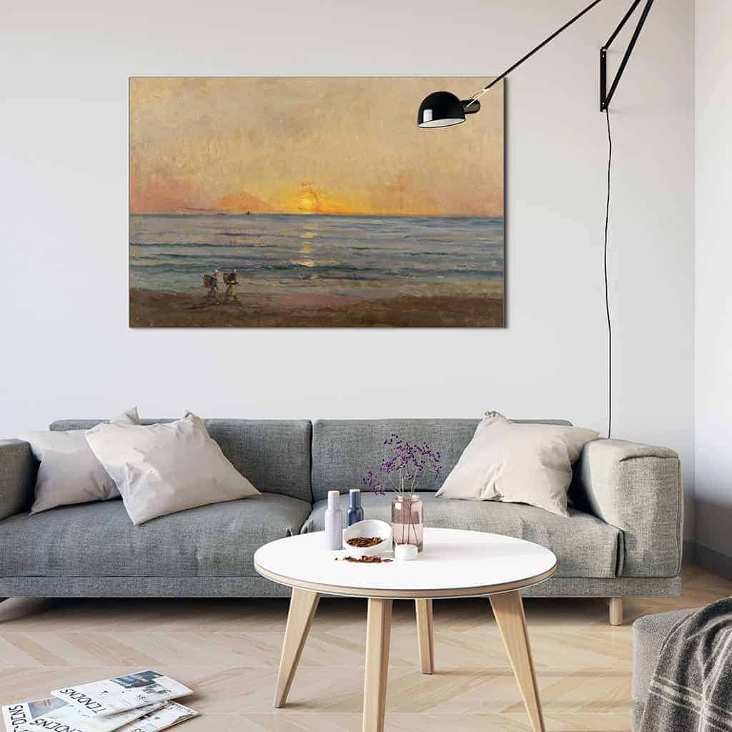 Ondergaande zon bij Villerville - Charles François Daubigny